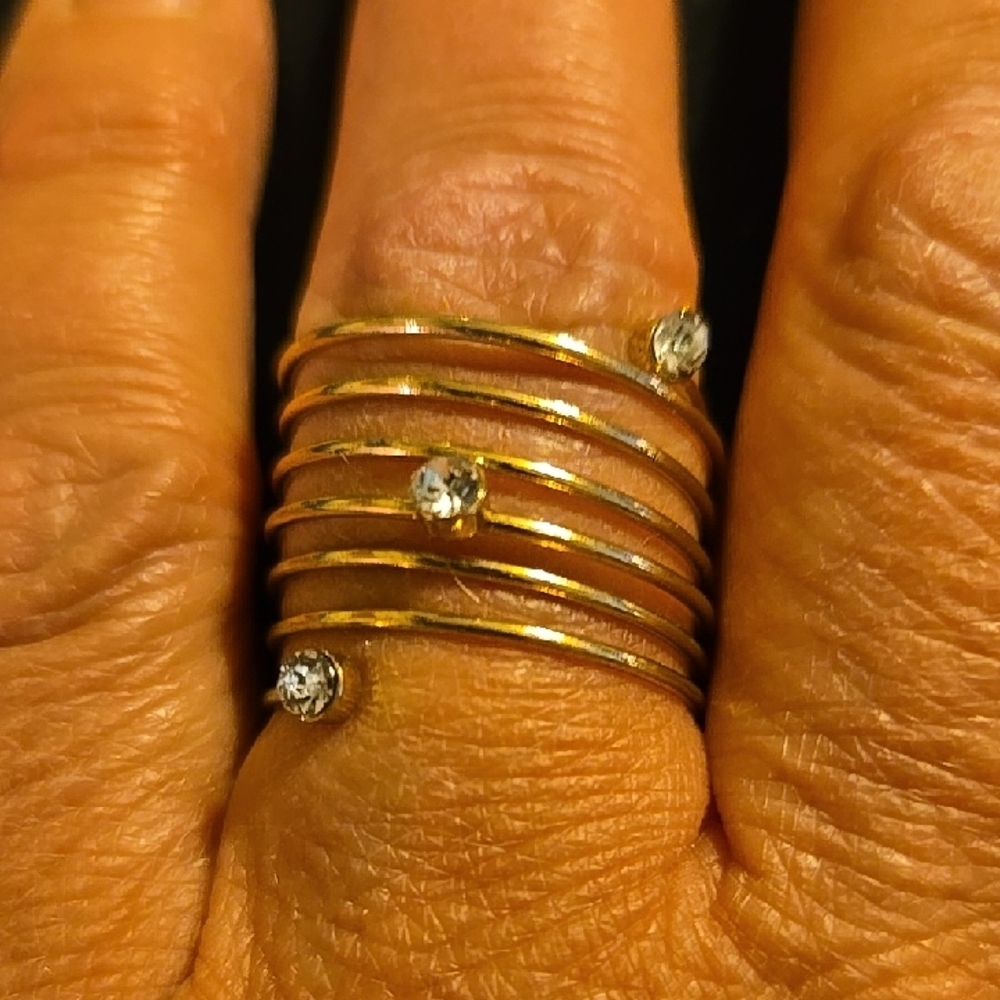 Stunning Gold Tone Ring with Crystal Accents